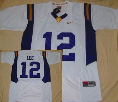 LSU Tigers #12 Jarrett Lee White Fighting Jersey 