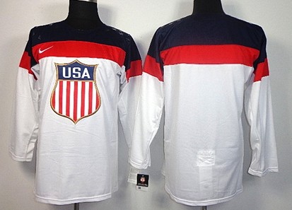 2014 Olympics USA Blank White Jersey 