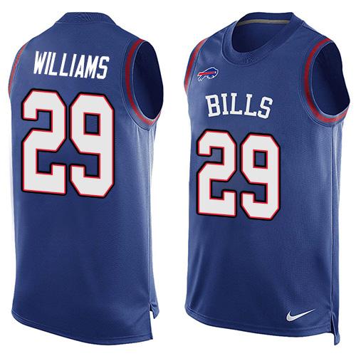 Men's Buffalo Bills #29 Karlos Williams Royal Blue Hot Pressing Player Name & Number Nike NFL Tank Top Jersey