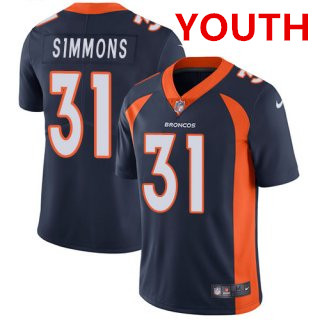 Nike Broncos #31 Justin Simmons Blue Alternate Youth Stitched NFL Vapor Untouchable Limited Jersey
