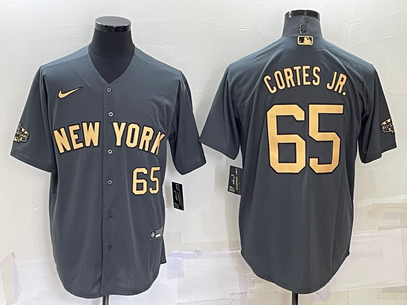 Men's New York Yankees 65 Nestor Cortes Jr Number Grey 2022 All Star Stitched Flex Base Nike