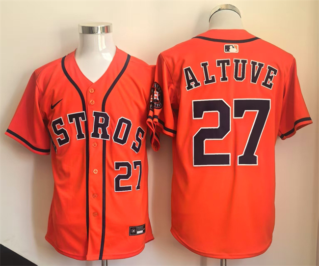 Men's Houston Astros #27 Jose Altuve Orange Limited Stitched Jersey