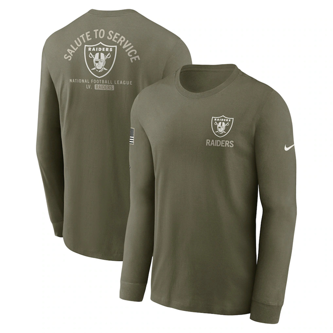 Men's Las Vegas Raiders Olive 2025 Salute to Service Sideline Long Sleeve T-Shirt