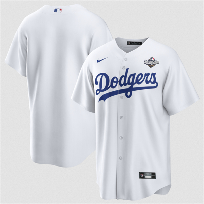 Men's Los Angeles Dodgers Blank White 2025 World Series Home Cool Base Stitched Baseball Jersey