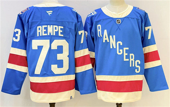 Men's New York Rangers #73 Matt Rempe Blue 2025 Stitched Hockey Jersey