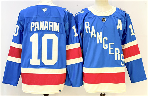 Men's New York Rangers #10 Artemi Panarin Blue 2025 With A Patch Stitched Hockey Jersey