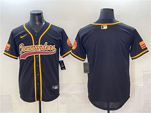 Men's Washington Commanders Blank Black Limited Stitched Baseball Jersey