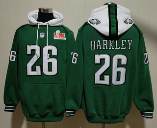 Men's Philadelphia Eagles #26 Saquon Barkley Green Super Bowl LIX Pullover Hoodie