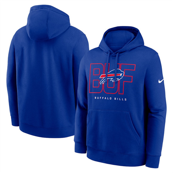 Men's Buffalo Bills Royal Busted Play Club Fleece Pullover Hoodie