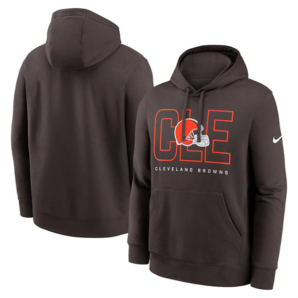 Men's Cleveland Browns Brown Busted Play Club Fleece Pullover Hoodie