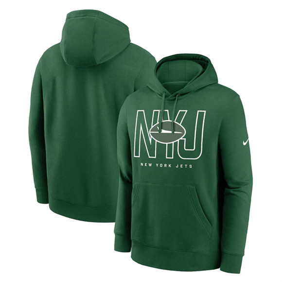 Men's New York Jets Green Busted Play Club Fleece Pullover Hoodie