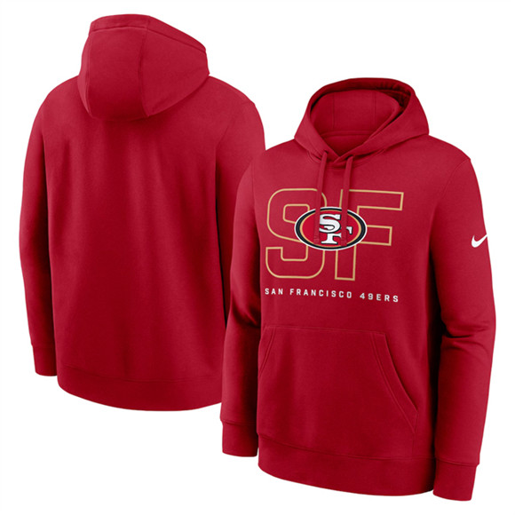 Men's San Francisco 49ers Scarlet Busted Play Club Fleece Pullover Hoodie