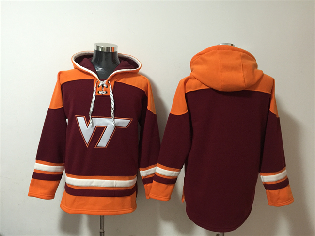 Men's Virginia Tech Hokies Blank Wine Ageless Must-Have Lace-Up Pullover Hoodie