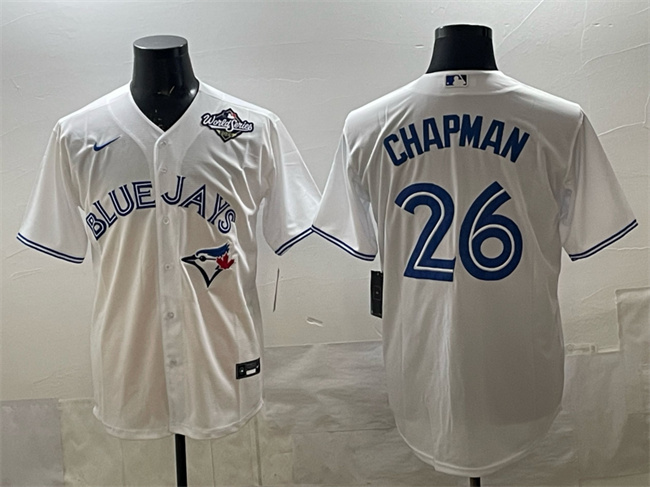 Men's Toronto Blue Jays #26 Matt Chapman White 2025 World Series Home Cool Base Stitched Jersey