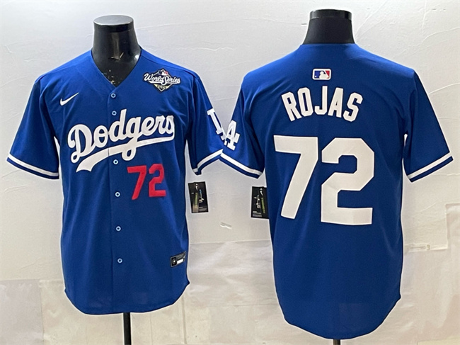 Men's Los Angeles Dodgers #72 Miguel Rojas Royal 2025 World Series Patch Limited Stitched Baseball Jersey