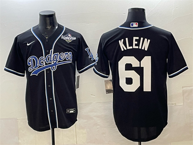Men's Los Angeles Dodgers #61 Will Klein Black Fashion 2025 World Series Cool Base Stitched Baseball Jersey