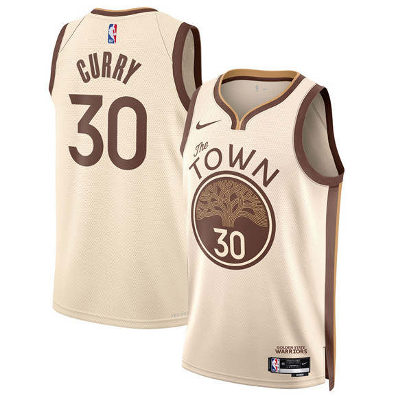 Men's Golden State Warriors #30 Stephen Curry Tan 2025-26 City Edition Stitched Basketball Jersey