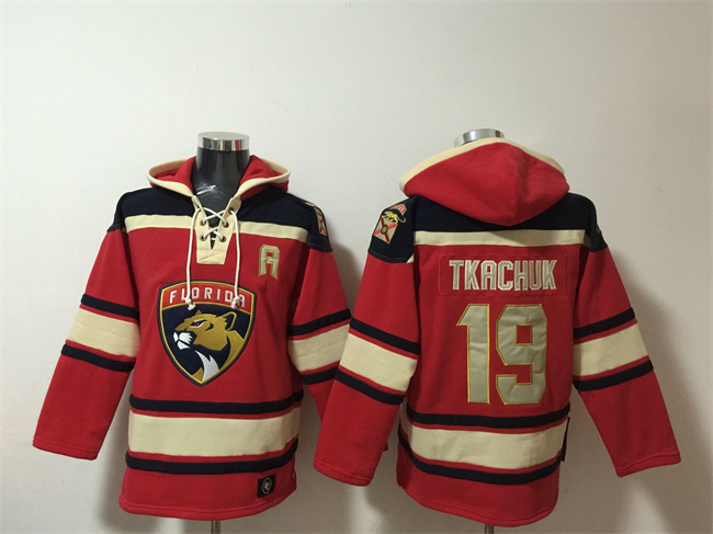 Men's Florida Panthers #19 Matthew Tkachuk Red Lace-Up Pullover Hoodie