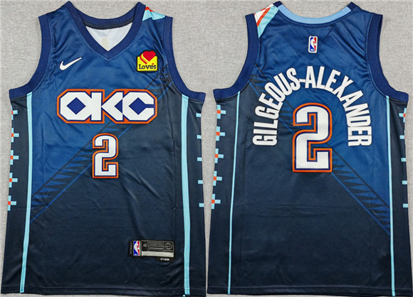 Men's Oklahoma City Thunder #2 Shai Gilgeous-Alexander Navy 2025-26 City Edition Stitched Basketball Jersey