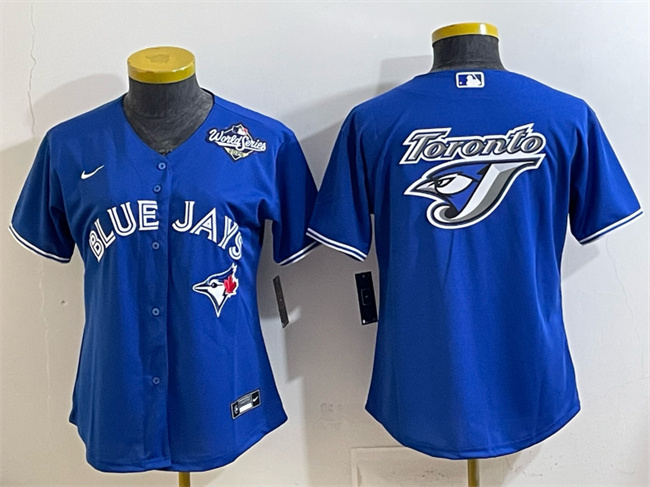 Women's Toronto Blue Jays Team Big Logo Royal 2025 World Series Cool Base Stitched Baseball Jersey(Run Small)