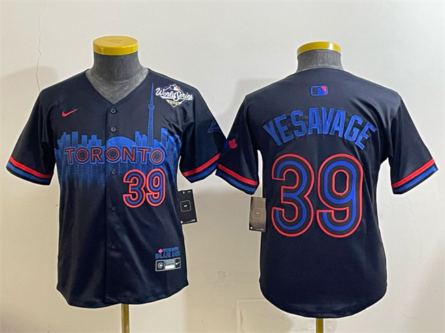 Youth Toronto Blue Jays #39 Trey Yesavage Navy 2025 World Series City Connect Limited Stitched Baseball Jersey