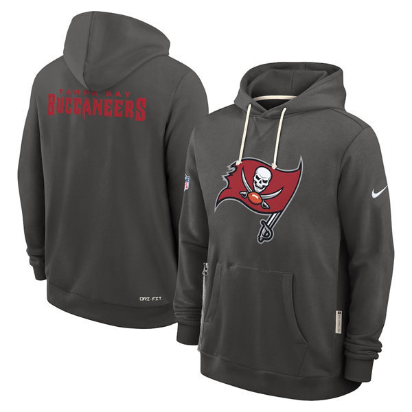 Men's Tampa Bay Buccaneers Pewter Sideline Standard Issue Initial Home Dri-FIT Pullover Hoodie