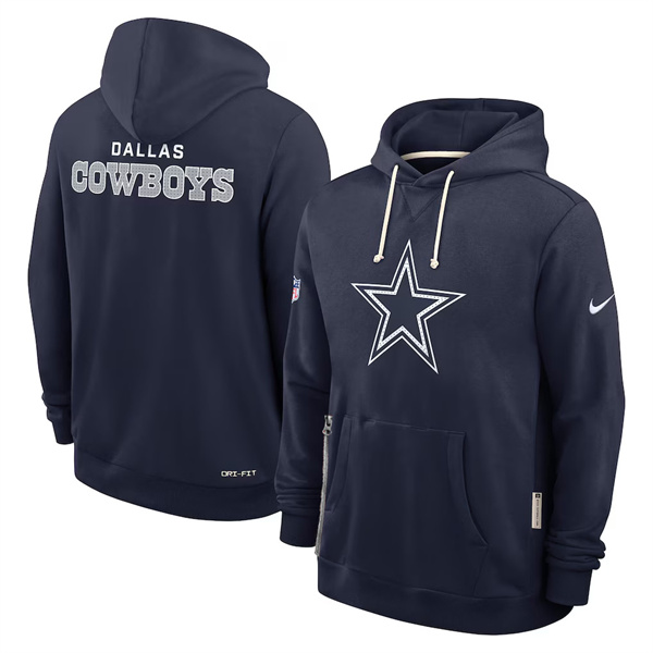 Men's Dallas Cowboys Navy Sideline Standard Issue Initial Home Dri-FIT Pullover Hoodie