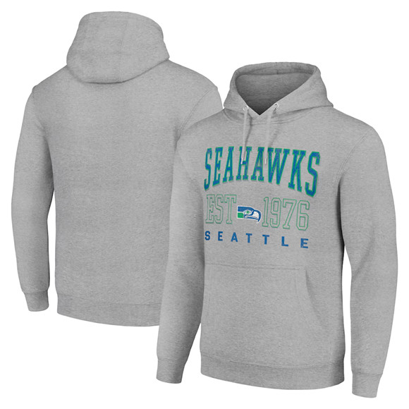Men's Seattle Seahawks Gray Throwback Logo Pullover Hoodie