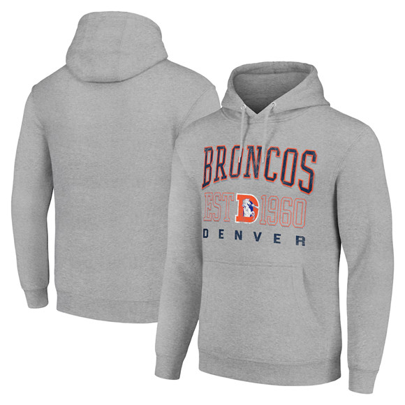 Men's Denver Broncos Gray Throwback Logo Pullover Hoodie