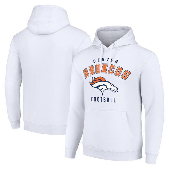 Men's Denver Broncos White Pullover Hoodie