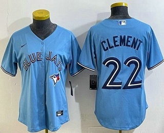 Women's Toronto Blue Jays #22 Ernie Clement Light Blue Cool Base Jersey