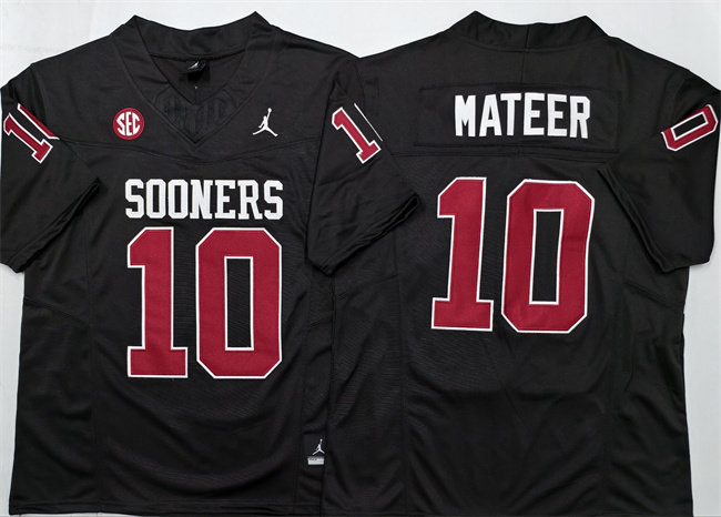 Men's Oklahoma Sooners #10 John Mateer Black 2025 F.U.S.E. Stitched Jersey