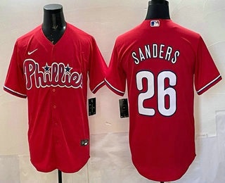 Men's Philadelphia Phillies #26 Ben Sanders Red Cool Base Stitched Jersey