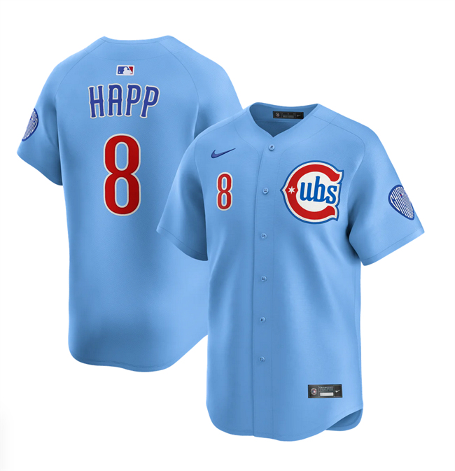 Men's Chicago Cubs #8 Ian Happ Blue 2024-25 2nd Alternate Limited Stitched Baseball Jersey