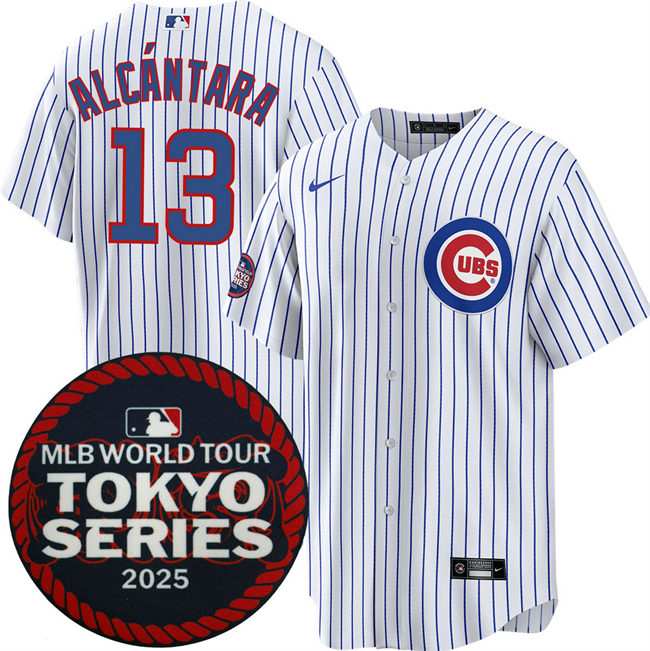 Men's Chicago Cubs #13 Kevin Alcántara White 2025 World Tour Tokyo Series Home Stitched Baseball Jersey
