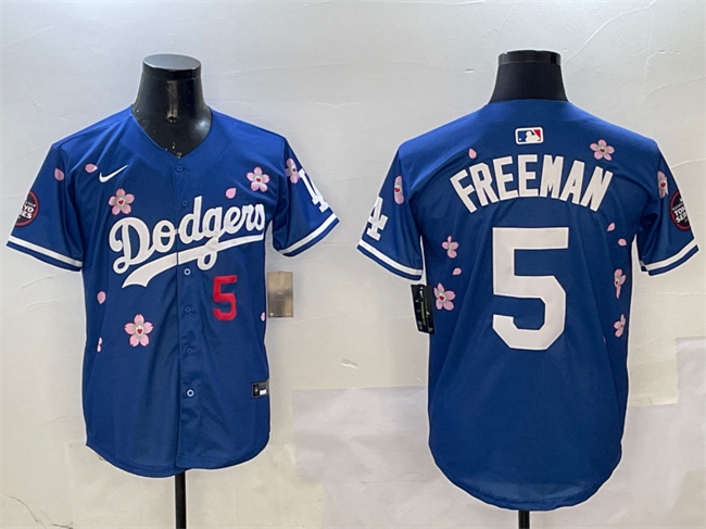Men's Los Angeles Dodgers #5 Freddie Freeman Royal 2025 Tokyo Series Limited Stitched Baseball Jersey