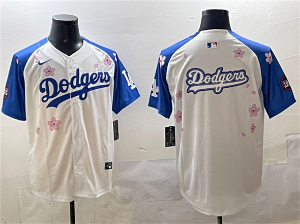 Men's Los Angeles Dodgers Team Big Logo White Royal 2025 Tokyo Series Limited Stitched Baseball Jersey