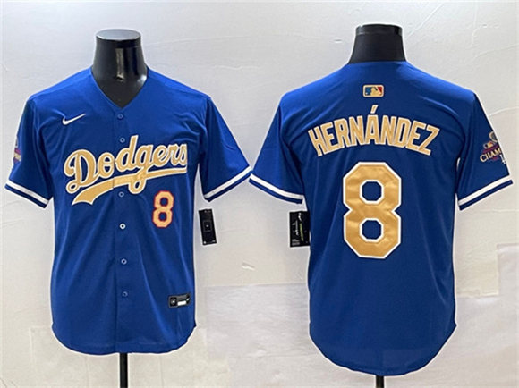 Men's Los Angeles Dodgers #8 Enrique Hernandez Royal 2025 Gold Collection Limited Stitched Baseball Jersey