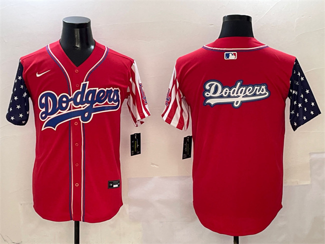 Men's Los Angeles Dodgers Team Big Logo Red Limited Stitched Baseball Jersey