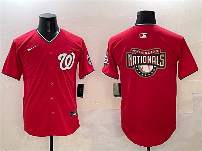 Men's Washington Nationals Team Big Logo Red Limited Stitched Baseball Jersey