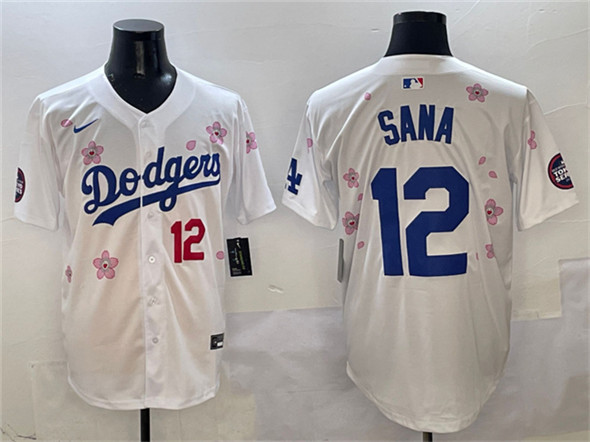 Men's Los Angeles Dodgers #12 Sana White 2025 Tokyo Series Limited Stitched Baseball Jersey
