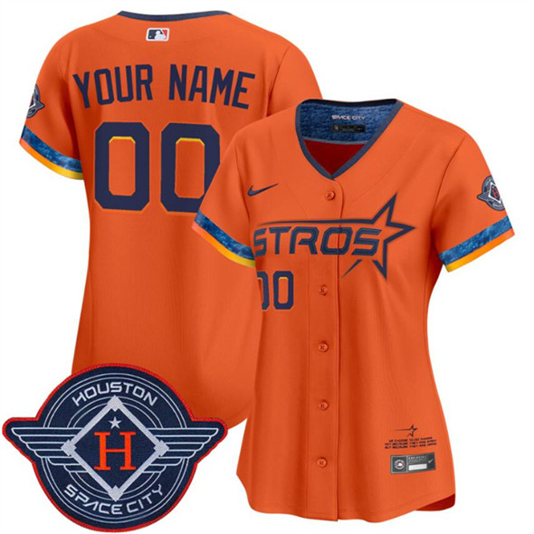 Women's Houston Astros Active Player Custom Orange 2025 City Connect Limited Stitched Baseball Jersey