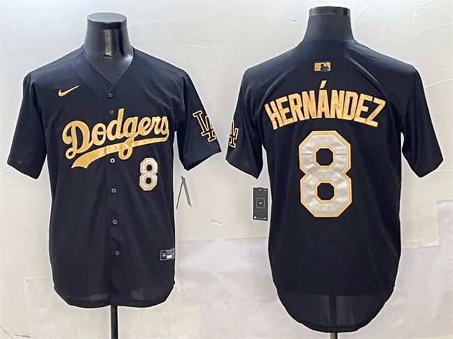 Men's Los Angeles Dodgers #8 Enrique Hernandez Black Gold Limited Stitched Baseball Jersey