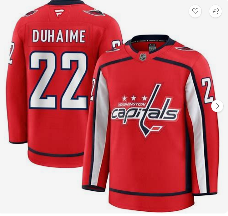 Men's Washington Capitals#22 Brandon Duhaime Red 2024-25 Home Stitched Hockey Jersey