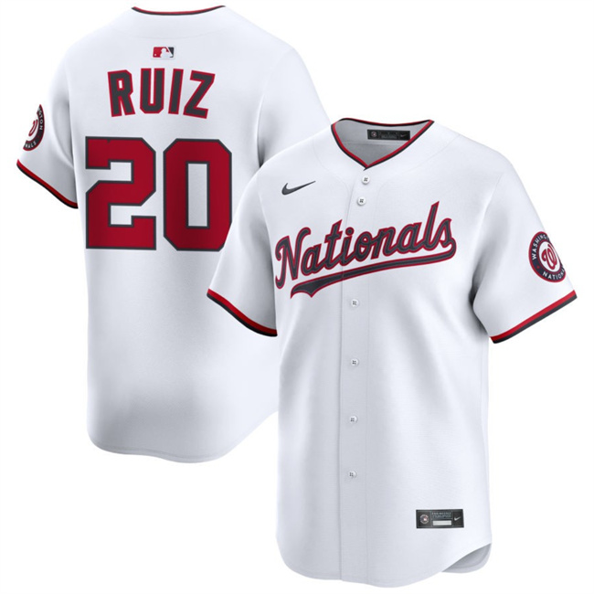 Men's Washington Nationals #20 Keibert Ruiz White 2025 Home Limited Stitched Baseball Jersey