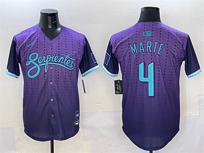 Men's Arizona Diamondbacks #4 Ketel Marte Purple 2025 City Connect Limited Stitched Baseball Jersey