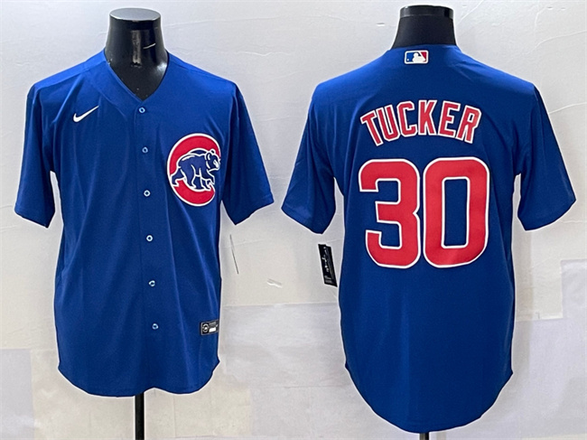 Men's Chicago Cubs #30 Kyle Tucker Royal Cool Base Stitched Baseball Jersey