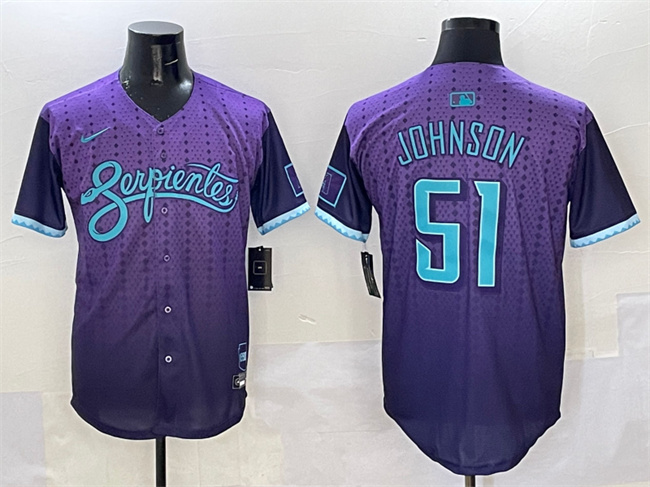 Men's Arizona Diamondbacks #51 Randy Johnson Purple 2025 City Connect Limited Stitched Baseball Jersey