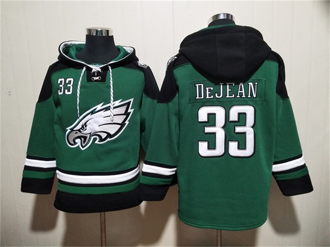 Men's Philadelphia Eagles #33 Cooper DeJean Green Ageless Must-Have Lace-Up Pullover Hoodie