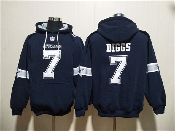 Men's Dallas Cowboys #7 Trevon Diggs Navy Ageless Must-Have Lace-Up Pullover Hoodie
